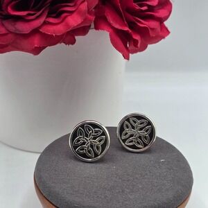 Foster Celtic Knot Cufflinks Silver Tone Round Men's Formal Wear Old Money